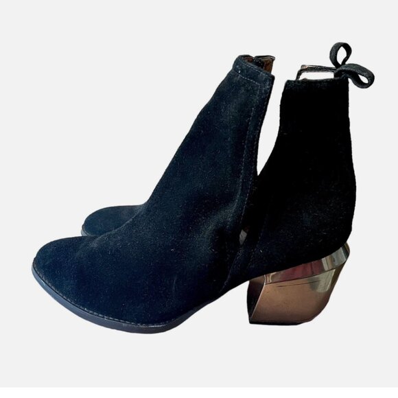 Jeffrey Campbell Orwell 2M Black Suede Silver Heel Ankle Boots Women's size 9 - Picture 3 of 7